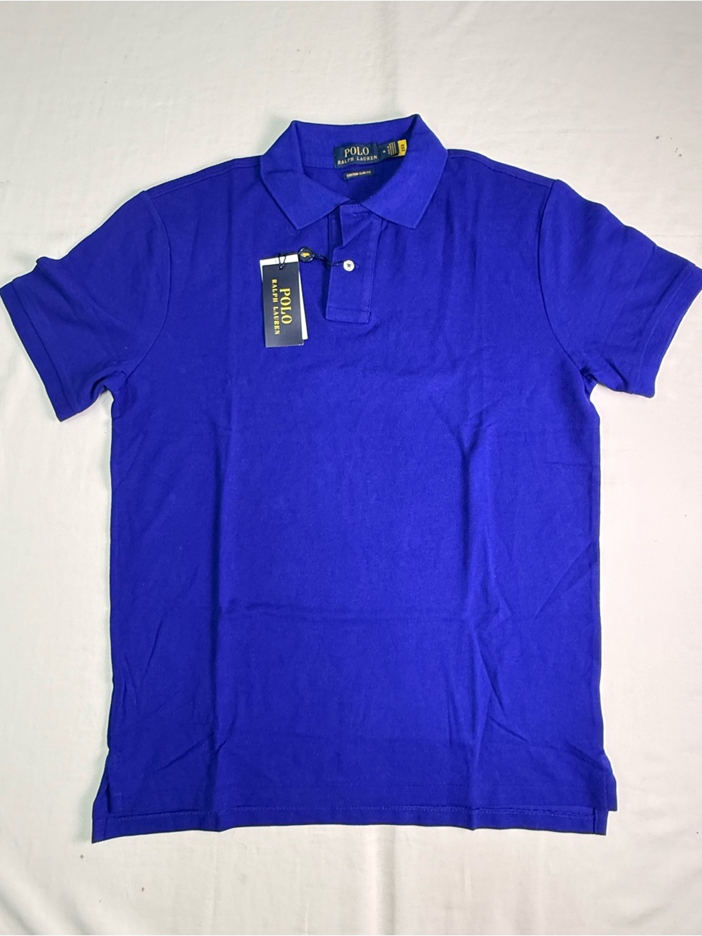polo Ralph Lauren Men’s Custom Fit 100% Cotton Mesh Polo Sz MM Solid Blue $115